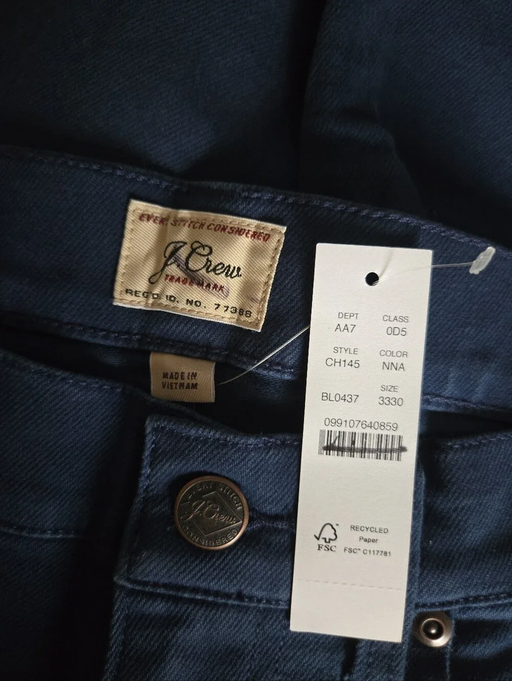Nwt J. Crew 484 Slim-fit Bergen Five-pocket Pant in Blue size 33/30